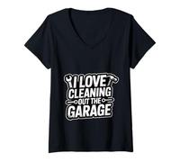 Womens I Love Cleaning Out The Garage Mechanic Hobby - V-Neck T-Shirt
