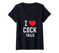 Womens I Love Cock Tails Alcoholic Mixed Drink Lover V-Neck T-Shirt
