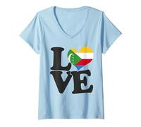 Women's I Love Comoros Flag Heart Patriotic Travel V-Neck T-Shirt