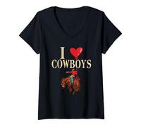 Womens I Love Cowboys / Prairie Cowboy - Girl V-Neck T-Shirt