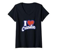 Womens I Love Cranston Rhode Island V-Neck T-Shirt