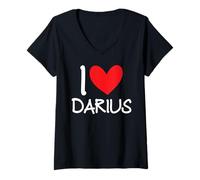 Women's I Love Darius Name Personalized Men Guy BFF Friend Heart V-Neck T-Shirt