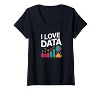 Womens I Love Data Analytics Graphs Charts V-Neck T-Shirt