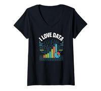 Womens I Love Data Analytics Graphs Tech Enthusiast V-Neck T-Shirt