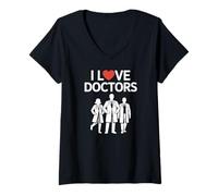 Womens I Love Doctors Healthcare Heroes V-Neck T-Shirt