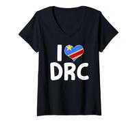 Womens I Love DRC Congolese Pride Jersey V-Neck T-Shirt