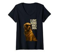 Womens I Love Dumb Blondes Funny Dog Meme V-Neck T-Shirt