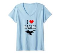 Womens I Love Eagles I Heart Eagles Bird of Prey Lover Bird Watcher V-Neck T-Shirt