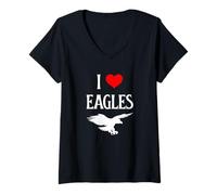 Womens I Love Eagles I Heart Eagles Bird of Prey Lover Bird Watcher V-Neck T-Shirt
