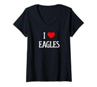 Womens I Love Eagles I Heart Eagles Bird of Prey Lover Bird Watcher V-Neck T-Shirt