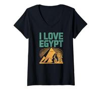 Womens I Love Egypt Pyramids Sphinx Traveler V-Neck T-Shirt