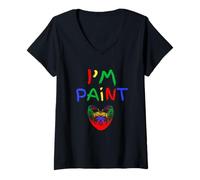 Womens I Love Finger Paint I'm Paint Cute Couple Art Valentine V-Neck T-Shirt