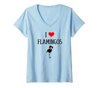 Womens I Love Flamingos I Heart Flamingos Birdie Lover Bird Watcher V-Neck T-Shirt