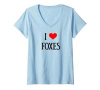 Womens I Love Foxes I Heart Foxes Canidae Canine Canids Fox Lover V-Neck T-Shirt