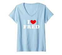 Womens I Love Fred, I Heart Fred V-Neck T-Shirt