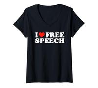 Womens I Love Free Speech - Freedom Expression Political Statement V-Neck T-Shirt