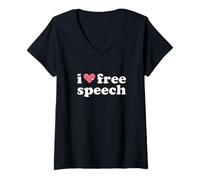 Womens I Love Free Speech Freedom of Speech V-Neck T-Shirt