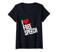 Womens I Love Free Speech Freedom of Speech V-Neck T-Shirt