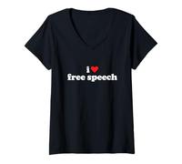 Womens I Love Free Speech Freedom of Speech V-Neck T-Shirt