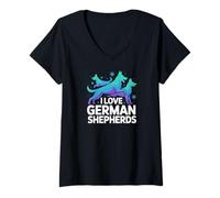 Womens I Love German Shepherds Design V-Neck T-Shirt