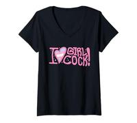 Women's I Love Girl Cock! Trans Apparel V-Neck T-Shirt