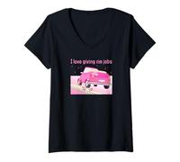 Womens I Love Giving Rim Jobs Funny Inappropriate Adult Humor Pun V-Neck T-Shirt
