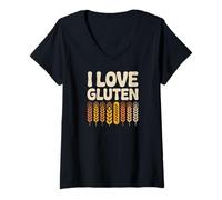Womens I Love Gluten Wheat Bread Humor V-Neck T-Shirt