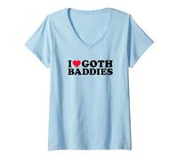 Women's I Love Goth Buddies Alt Aesthetic V-Neck T-Shirt