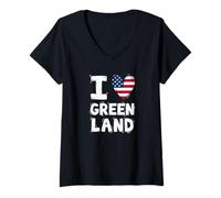 Women's I Love Greenland V-Neck T-Shirt