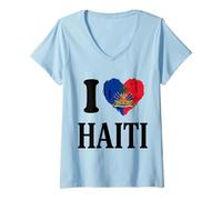 Women's I Love Haiti V-Neck T-Shirt