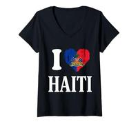 Women's I Love Haiti V-Neck T-Shirt