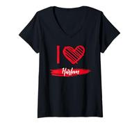 Women's I Love Harlem T-Shirt I Heart Harlem V-Neck T-Shirt