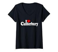 Women's I Love Heart Canterbury Kent England V-Neck T-Shirt