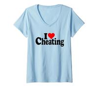 Women's I Love Heart Cheating Deception Dishonesty V-Neck T-Shirt