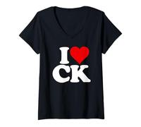 Women's I Love Heart CK C K C.K. Initials Monogram Nickname V-Neck T-Shirt