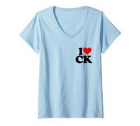 Womens I Love Heart CK C K C.K. Initials Monogram Nickname V-Neck T-Shirt