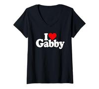 Women's I Love Heart Gabby Gabrielle Name ON A TEE V-Neck T-Shirt