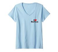 Womens I LOVE HEART HARLEM V-Neck T-Shirt