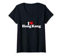 Women's I Love Heart Hong Kong V-Neck T-Shirt
