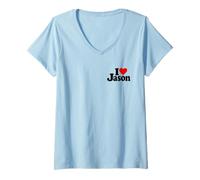 Women's I Love Heart Jason Name ON A TEE V-Neck T-Shirt