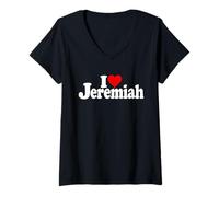 Women's I Love Heart Jeremiah Name ON A TEE V-Neck T-Shirt