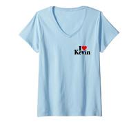 Womens I Love Heart Kevin Name ON A TEE V-Neck T-Shirt