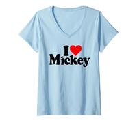 Womens I LOVE HEART MICKEY MICK MIKEY V-Neck T-Shirt