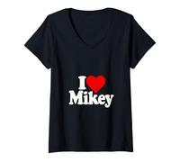 Women's I Love Heart Mikey Mike Michael V-Neck T-Shirt