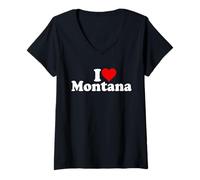 Womens I Love Heart Montana V-Neck T-Shirt
