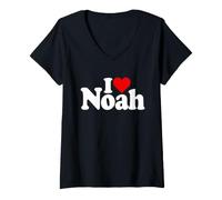 Women's I Love Heart NOAH Name ON A TEE V-Neck T-Shirt