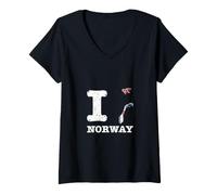 Women's I Love (Heart) Norway Flag Map Country Pride V-Neck T-Shirt