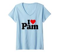 Womens I Love Heart PAM Pamela Name ON A TEE V-Neck T-Shirt