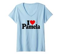 Womens I LOVE HEART PAMELA NAME ON A TEE V-Neck T-Shirt