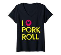 Women's I Love Heart Pork Roll New Jersey Egg Cheese Funny V-Neck T-Shirt